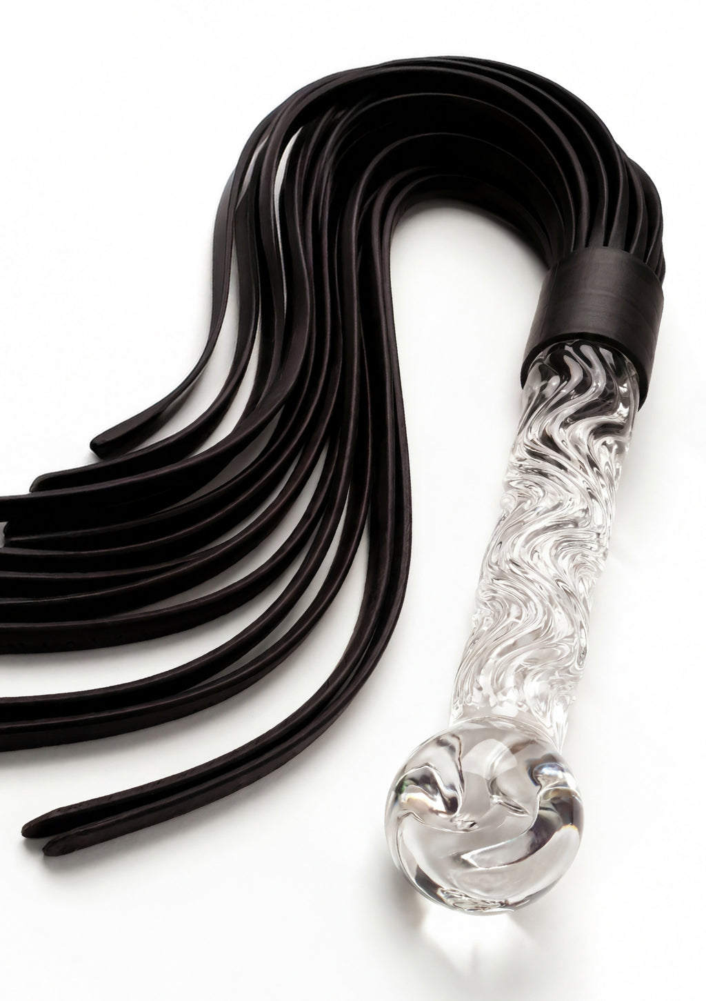 ToyJoy Glass Worxx Crystal Leather Whip - CLEAR