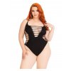 Very Sexy Lingerie Leg Avenue Zerfetzter Tanga-Bodysuit + - Schwarz - 1X/2X