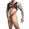 MOB Eroticwear Dngeon Top Cockring Harness - Red - O/S