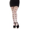 Leg Avenue Sweetheart striped net tights - White - O/S
