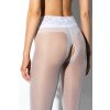 7465 4 hip lace white 30den puncochove kalhoty s otevrenym rozkrokem s m