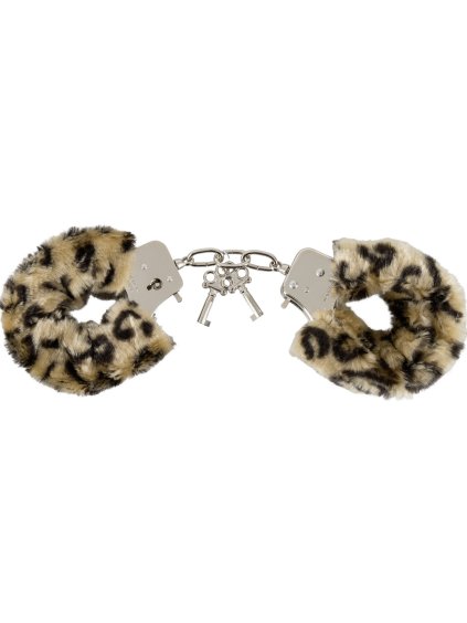 Kovová pouta s plyšem - Handschellen"Love Cuffs Leo" (barva Hnědá)