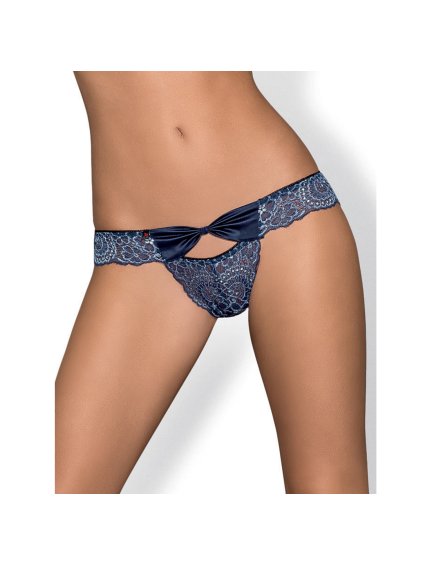 Modré krajkové kalhotky s mašličkou Obsessive Panties