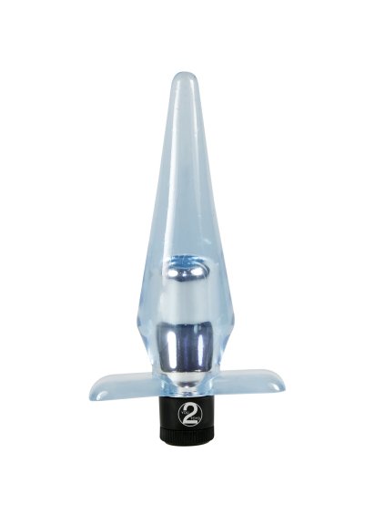 Modrý anální kolík, voděodolný, vibrační  - "Anal Blue" vibr. Buttplug