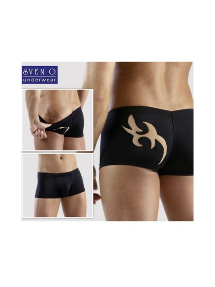 Pánské černé boxerky s ornamentem (velikost prádla S)