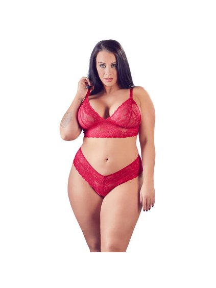Souprava Cottelli Curves Bra and Briefs red (barva Červená)