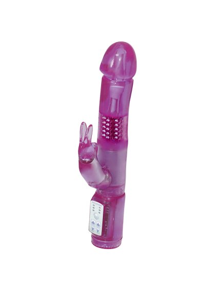 Fialový vibrátor s klitorálním dráždičem - Crazy Rabbit