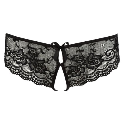 Krajkové kalhotky s otevřeným rozkrokem Cottelli Lingerie (Barva Černá, Velikost XL)