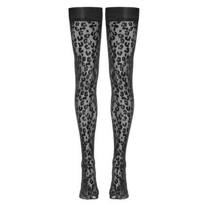 Samodržící stahovací punčochy leopardního vzhledu 🐆 Cottelli Legwear 30 den (Velikost 3)