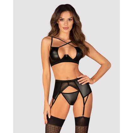 Třídílná sexy souprava mokrého vzhledu Obsessive Norides (Velikost M/L)