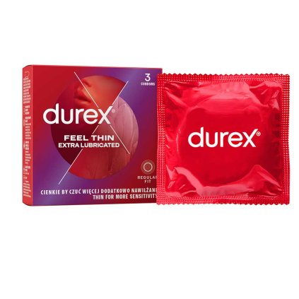 Tenké kondomy DUREX Feel Thin Extra Lubricated 56 mm (Kusů v balení 3 ks)