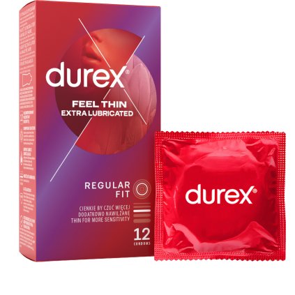 5010232964617 Durex Feel Thin Extra Lubricated 12 pcs