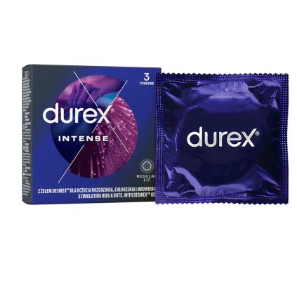 Vroubkované kondomy Durex Intense Orgasmic 56 mm (Kusů v balení 10 ks)