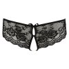 Krajkové kalhotky s otevřeným rozkrokem Cottelli Lingerie (Barva Černá, Velikost XL)