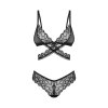Obsessive Blomentis krajkový komplet: podprsenka se zavazováním v pase a tanga (Velikost M/L)