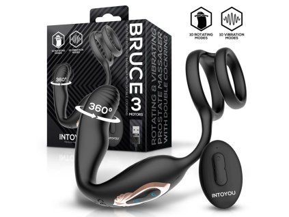 1 bruce prostate massager 360 with double cockring with vibration