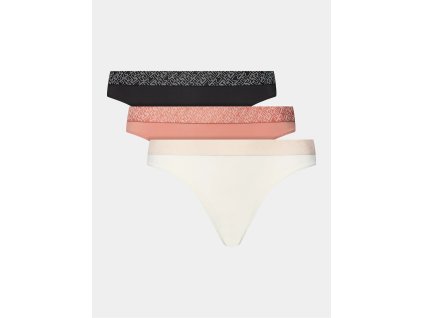 Dámská tanga 3Pack UW0UW05185 0VT ecru/černé/růžové - Tommy Hilfiger (Velikost XS)
