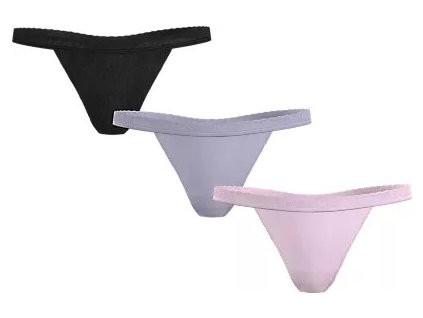 Dámská tanga 3Pack UW0UW05017 0V9 černé/fialové/sv. růžové - Tommy Hilfiger