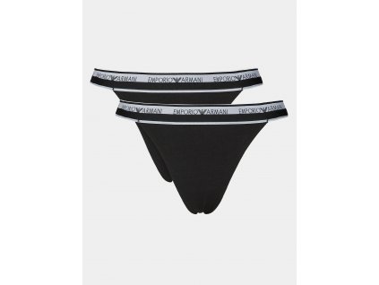 Dámská tanga 2Pack 164522 4R227 00020 černá - Emporio Armani