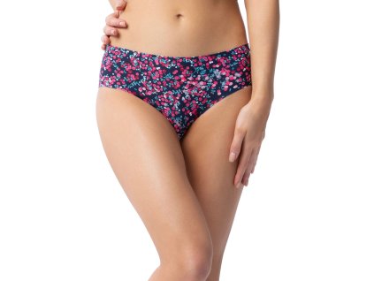 Dámské kalhotky Cranberries simple classic tm. modré s růž. vzorem - JULIMEX (Velikost S)