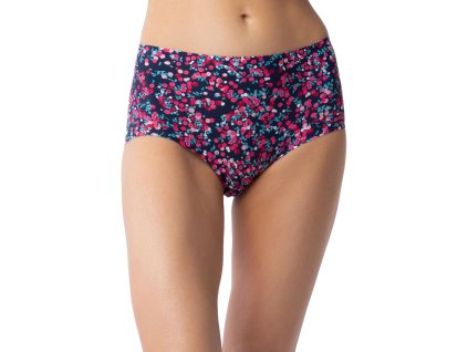 Dámské kalhotky Cranberries simple maxi tm. modré s růž. vzorem - JULIMEX (Velikost S)