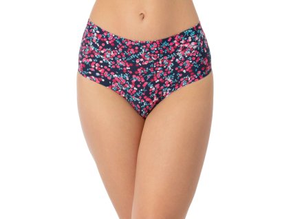 Dámské kalhotky Cranberries simple brasil maxi tm. modré s růž. vzorem - JULIMEX (Velikost S)