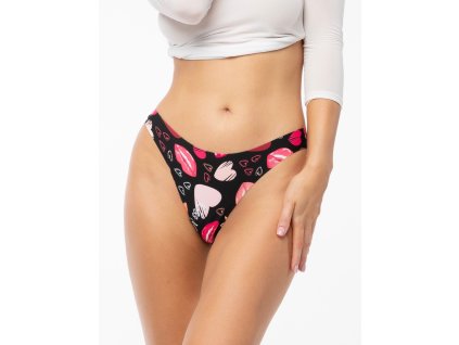 Dámské tanga Kiss Me Simple String Černá mix - Julimex (Barva černá- MIX barev, Velikost S)