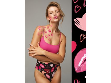 Dámské tanga Kiss Me String Maxi Černá mix - Julimex (Barva černá- MIX barev, Velikost S)