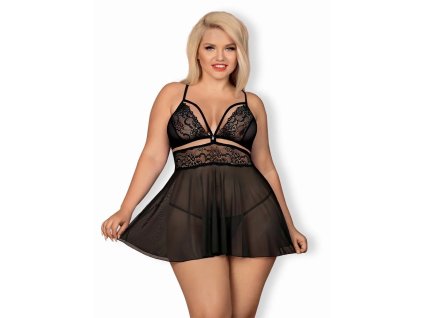 Nádherná košilka 838 - BAB black XXL - Obsessive (Barva černá, Velikost XXL)