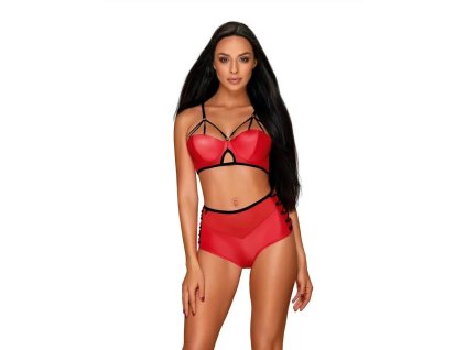 Ohnivý set Leatheria set red - Obsessive (Barva červená, Velikost S/M)