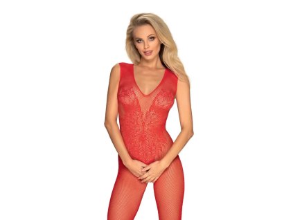 Žhavé body N112 bodystocking red - Obsessive (Barva červená, Velikost S/M/L)
