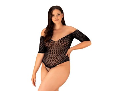 Koketné body B131 teddy XL/XXL - Obsessive (Barva černá, Velikost XL/XXL)
