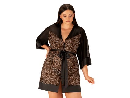 Dokonalý župan Allunes peignoir 2XL/3XL - Obsessive (Barva černá, Velikost 2XL/3XL)