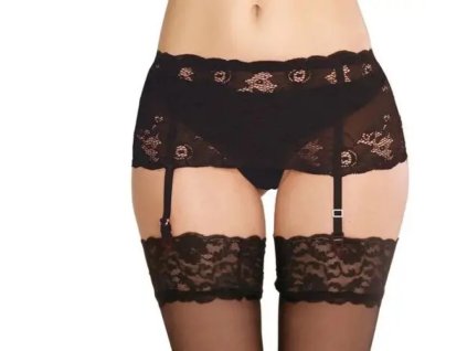 Dámská podvazkový pas Babette 945 Černá - DeLafense (Barva černá, Velikost L)