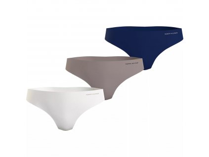 Dámské kalhotky 3P BRAZILIAN UW0UW03871 0RY bílé/béžové/tm.modré - Tommy Hilfiger (Velikost S)