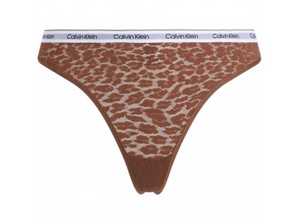 Dámská tanga HIGH LEG THONG 000QD5051E FUA  hnědé - Calvin Klein