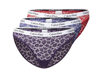 Krajkové kalhotky 3-pack - QD3926E - W5G - Mix barev - Calvin Klein (Barva Mix barev, Velikost M)