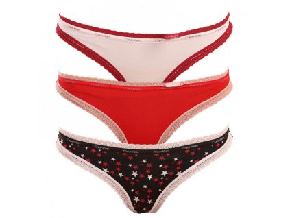 Dámské kalhotky 3pack QD3804E - W4Z - vícebarevná - Calvin Klein (Barva Mix barev, Velikost XL)