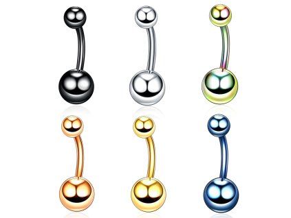 Ocelový piercing do pupíku bez kamínku