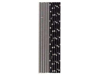 STRAWS PAPER 20CM BLACK & WHITE