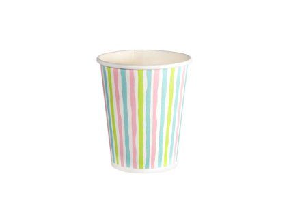 CUP PAP/PLA 24CL STRIPES MULTI