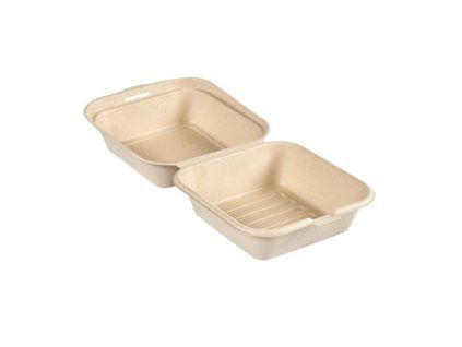 BOX HINGED BAGASSE BROWN 475ML