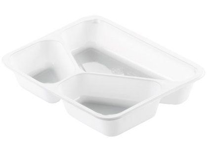 TRAY MENU CPET WH 3-COMP 225X175X43