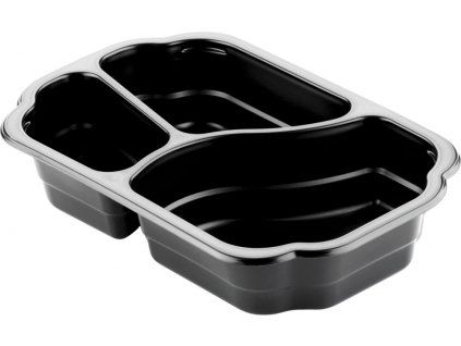 TRAY TAWAY PP BK 3-COMP 250X159X48
