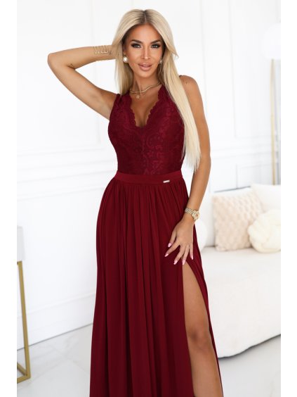 211 8 damske spolocenske dlhe saty vinove s krajkou a rozparkom4