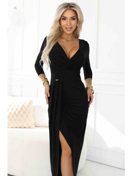 404 13 damske spolocenske dlhe cierne saty s rozparkom a vystrihom 6