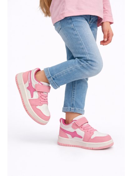 dievcenske bielo ruzove tenisky na suchy zips gy 1201c