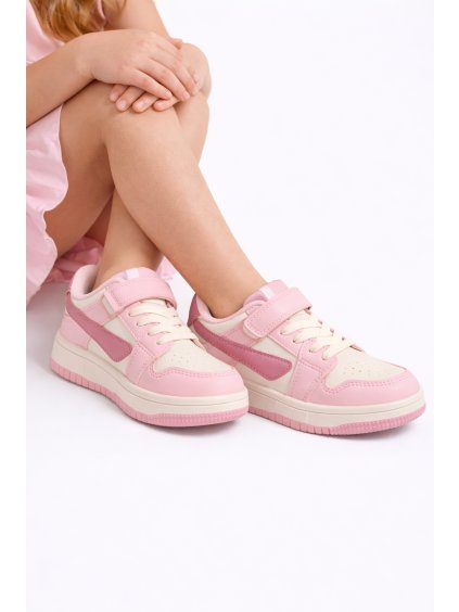 dievcenske ruzovo bezove tenisky na suchy zips gy 1506a 1