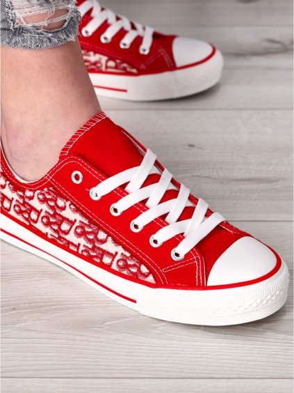 damske snurovacie vzorovane tenisky latkove 205070 red 5