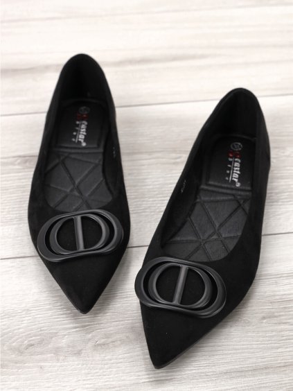 cierne semisove baleriny mokasiny na nizkej rovnej podrazke T515 black 10